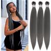 Gozill Treccia di capelli grigi pre-allungati senza nodi intrecciatura capelli 66 pollici scatola sintetica trecce capelli per intrecciare