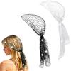 Mikovivi 2pz Capelli Foulard con Strass, Brillantini Foulard per Capelli in Rete Turbante Elegante in Stile Discoteca Anni '20 per Copricapo da Carnevale da Donna (Nero, Bianco)