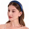 ZLYC Fasce per capelli in seta di gelso, da donna, senza denti, anti-mal di testa, antiscivolo, per la cura della pelle, trucco, uso quotidiano, tinta unita blu pavone