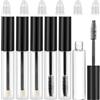 Psyqtsuary 6 pezzi di mascara vuoto da 10 ml, contenitore per eyeliner ricaricabile con bacchetta per ciglia e raddrizzatori di gomma, ciglia vuote, colore crema per la crema per ciglia fai da te (nero)