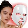 AURIVEE Maschera Viso LED 7 Colori Portatile con Controller Cablato Intensità Regolabile Silicone Morbido Cura Viso Casa Viaggio