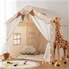 2 in 1 Tenda per Bambini , Tenda Casetta Da Gioco Con 2 Porte E 4 Finestre, Tend
