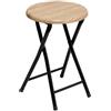 5 five simply smart 5five - Sgabello pieghevole rotondo in legno naturale - Tubi in acciaio larghi e robusti - Resistente - Perno di bloccaggio - Soggiorno, cucina, camera da letto