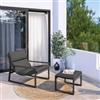 DEGHI Poltrona relax da esterno con poggiapiedi coordinato in alluminio grafite con cuscini antracite - Phuket