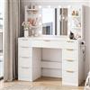 Devoko Mobile da Trucco Moderno con Illuminazione e Presa - Grande Comodino con Specchio, 9 Cassetti e Porta Phon, Tavolo Vanity per il Make-up (Bianco)
