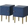 MSMOK Blu navy, comodino, comodino, tavolino da divano, adatto a qualsiasi letto e camera da letto (set da 2 porte, altezza 50/B35/T35 cm)