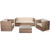 VERDELOOK Capri, Set Salotto da Giardino con Struttura in Metallo Verniciato, Composto da 2 poltrone, 1 Divano a 3 posti e Un tavolino, Colore Naturale