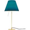 LUCEPLAN lampada da tavolo dimmerabile COSTANZA D13 con stelo telescopico ottone e paralume RADIEUSE BLU PETROLIO - 1D13N=000030+9D1301511736