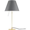 LUCEPLAN lampada da tavolo dimmerabile COSTANZA D13 con stelo telescopico ottone e paralume RADIEUSE GRIGIO CEMENTO - 1D13N=000030+9D1301511705