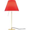 LUCEPLAN lampada da tavolo dimmerabile COSTANZA D13 con stelo telescopico ottone e paralume RADIEUSE ROSSO PRIMARIO - 1D13N=000030+9D1301511708