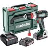 metabo Trapano avvitatore a batteria BS 18 L Quick - 18 V, 60 Nm di coppia, protezione da sovraccarico, compatto e potente, mandrino a cambio rapido, gancio per cintura - incl. porta punte, 2 batterie