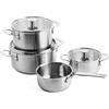 KitchenAid Stainless Steel Set di Pentole Antiaderenti in Acciaio Inox con Coperchio, Adatte a Tutti i Tipi di Fornelli, Induzione, Forno e Lavastoviglie, 16/20/24 cm + Pentolino 16 cm/1,5 L, 7 pezzi