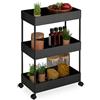 Relaxdays Carrello da Cucina con Ruote, 3 Ripiani, Carrellino Portaoggetti Bagno, Porta Detersivi, 65x39,5x21,5 cm, Nero