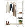 Relaxdays Appendiabiti 5 Ripiani, Asta e Ganci, Effetto Legno, 160x120x45 cm, Bianco/Naturale