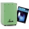 XDrum KC-37GN Cajon per bambini, 36 cm alto, effetto snare con corde accordabili. Set risparmio con scuola di cajon per principianti. Colore verde.