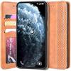 Sinyunron Cover Compatibile con Motorola Moto E6 Play Custodia in Pelle PU,Flip Caso Fibbia Magnetica Cellulare Case a Libro,Elegante Portafoglio Stile Business,Marrone