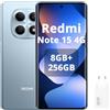 XIAOMI REDMI Note 15 4G Smartphone 8GB + 256GB Massive 6000mAh Batteria ad alta durabilità Display Glass IP64 Dust and Water Resistance, Charger Included (Blue)