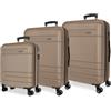 MOVOM Joumma Movom Galaxy Set di Valigie Champagne 55/68/78 cm Rigido ABS Lucchetto a Combinazione Integrato 221L 11.4kg 4 Doppie Ruote Estensibile Bagaglio a Mano