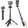 BRDRC Treppiede da 58 cm per DJI Osmo Action 6 & Nano, adattatore magnetico a sgancio rapido con testa a sfera a 360°, manico estensibile 3 in 1 con asta di prolunga, supporto da viaggio per