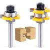 Newdeli - Set di punte per fresa a linguetta e scanalatura, con codolo da 6,35 mm, 3/4, 3 denti, a forma di T, per la lavorazione del legno, per porte, cassetti, mensole e altro ancora