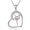 JERWLI Argento Sterling S925 Balletta/Violine/Ginnastico/Giocatore di tennis/Collana di musica gioielli regalo per donne e ragazze, Extra Large, One Size, Argento sterling, Zirconia cubica