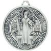 Palais du Rosaire Medaglia di San Benedetto in metallo, misura grande, 10 cm, con croce in metallo, motivo: culto cristiano in metallo argentato, Argento sterling