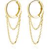 SLUYNZ 925 Orecchini Pendenti in Argento Nappa per le Donne Ragazze Adolescenti Minimalista Cerchio Goccia Orecchini Catena (C-18K Gold Plated)