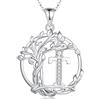 FANCIME Collana con iniziale ad albero della vita per donne, in argento Sterling con ciondolo a forma di albero genealogico con lettera maiuscola simulata di diamante A-Z 26, regalo personalizzato per