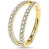 OUFER Body Piercing Helix Earrings Piercing Hoop Ring 16G 9K Solid Gold Septum Ring Piercing Jewellery Double Line Clear CZ Paved Daith Earring Tragus Piercing Jewellery