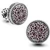 silver clover Uomo vintage argento platino artigianale forma rotonda gemelli, confezione regalo inclusa