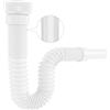 Hibbent Sifone Lavabo Bagno, Compatibile con Tubo Scarico Lavandino 1¼'' e 1½ '', Sifone Flessibile Inodore con Filo di Acciaio Incassato, Compatibile con Scarico Lavandino Cucina & Bagno, Bianco