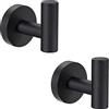 QNIIAED 2 ganci per asciugamani da parete, appendiabiti da bagno, nero opaco, gancio per accappatoio SUS 304, in acciaio inox resistente, per appendere asciugamani, vestiti, armadietti, garage, hotel
