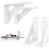 SPOROOT 4 Pezzi Supporti per Mensole, 75x100mm Staffe a L per Mensole piccolo, 4 Modalità di Installazione Staffa per Mensola Pesanti a Parete Ferro Bianco