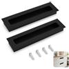 Wheshoay 2 maniglie per mobili nascoste, maniglia per porta scorrevole, colore nero, 175 x 42 mm, con viti adatte come accessori, adatte per porte della stanza, porte scorrevoli e vari mobili per interni