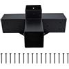 VIRELLO Kit di staffe per pergola in lega di acciaio, connettori angolari a 4 vie resistenti per legname da 10 x 10 cm, telaio per gazebo da giardino con viti, nero