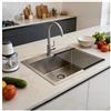 SCYOMSTORE Lavello Cucina 60x45 cm Acciaio Inox Spazzolato 1 Vasca con Scolapiatti, Lavandino Cucina Compatto con Dispenser Sapone e Sifone, Lavello Cucina Piccolo Moderno, Installazione da Incasso o Sottopiano