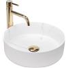 Rea - Lavabo Da Appoggio Sami Marmo Opaco Lavandino Bagno 360 X 360 X 115 mm Ceramica (Bianco)