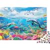 KQJZXNHPGR Delfini Barriera Corallina Puzzle 1000 Pezzi Puzzle per Adulti Relax Arredo Regalo Casa 52x38cm/1000pcs