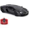 CMJ RC Cars Auto radiocomandata con Licenza Ufficiale Lamborghini Aventador con luci funzionanti, Auto radiocomandata su Strada in Scala 1:24, 2,4 GHz Nero Opaco, ottimi Giocattoli per