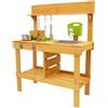 YUYUZI Grande cucina sporca in legno per bambini - Cucina da esterno con vero rubinetto, lavandino e accessori per giochi creativi in giardino - Robusto gioco di ruolo per bambini 3-8 anni