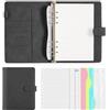 Xnegau Quaderno A5 ad Anelli Ricaricabile, 165 Fogli, Agenda in Pelle PU con Divisori, Tasche con Zip e Porta Carte, Organizer A5 per Scuola, Ufficio, Viaggio, Planner
