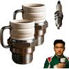 XKrmp Spark Plug Mug with Engine Spark Plug Design, Ceramic Coffee Cup for Car Lovers, Mechanics & Gearheads, Unique Automotive Gift, 12oz Creative Car Engine Cup (2Pcs)