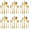 Targzier Set di posate per 6 persone, collezione premium da 30 pezzi in acciaio inox, set di posate opaco dorato con coltelli, forchette e cucchiai, lavabile in lavastoviglie, consigliato dagli amici