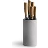 Springlane Kitchen SPRINGLANE Ceppo portacoltelli universale in cemento inserto in setole rimovibile, portacoltelli (Grigio, Portacoltelli + Set coltelli 5 pezzi)