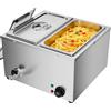 TAIMIKO Scaldavivande professionale bagnomaria elettrico per buffet in acciaio inossidabile con 2 vassoi