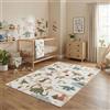 Carpetsale24 Tappeto per Bambini Dinosauri Tappeto Gioco per Cameretta in Crema con Motivo Dino e Strade misura 140x200 cm per ampie aree di gioco