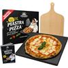 Domera gusto italiano Domera - Pietra Refrattaria per Pizza - Antiaderente - Pietra Refrattaria per Barbecue in Cordierite + Pala in Legno Per Pizza Carne Pesce e Verdure Fino a 900° - 38x30 cm
