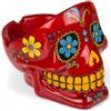 MIJOMA Sugar Skull Posacenere - Posacenere decorativo teschio in stile messicano Calaveras - Dipinto a mano in poliresina decorativa souvenir per fumatori (rosso)