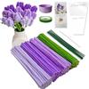 YYUENG TAK Set di Scovolini Pipa per Viola Tulipani o Bouquet di Lavanda, con 200 pezzi di scovolini colorati per lavoretti (4 colori), istruzioni,12 pezzi di filo verde per artigianato