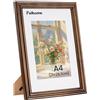 Feihorrm Cornice vintage, in legno massello di noce A4, con vetro temperato, per foto 21x29,7 cm senza passepartout o 13,9x20 cm con passepartout (Marrone scuro, A4 (21x29,7 cm))